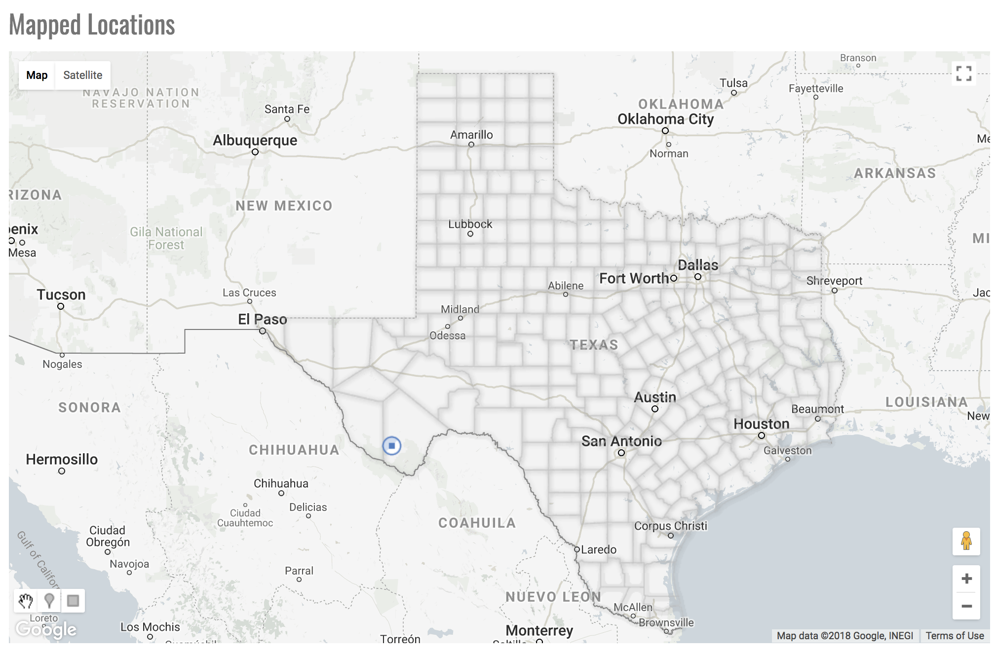 Map of Texas, City of Terlingua is marked.