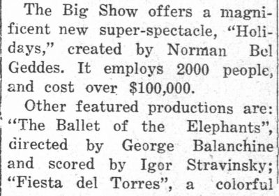 "The Ballet of the Elephants", directed by George Balanchine