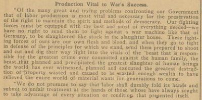 Article titled: Production vital to war's success