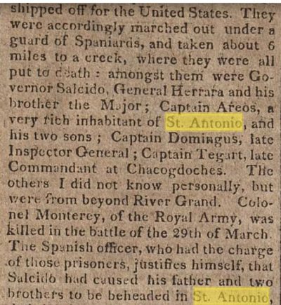 Searching for St. Antonio locates 1813 issues of the National Intelligencer, documenting the Mexican revolt from Spanish authority