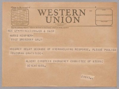 Einstein telegram to Kempner