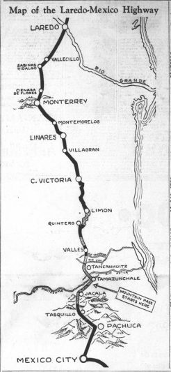 Map of the Laredo-Mexico Highway