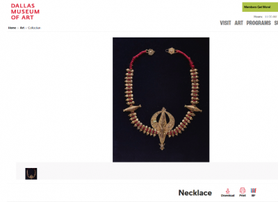 DMA Website necklace, late 19th, early 20th century