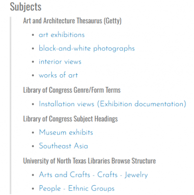 Image showing subject headings for the object described above. Click on image to read subjects.